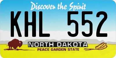 ND license plate KHL552