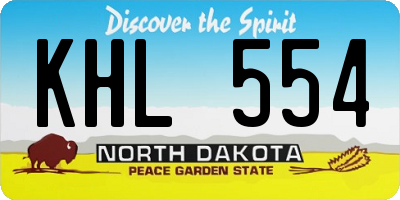 ND license plate KHL554