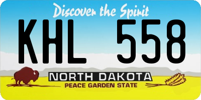 ND license plate KHL558