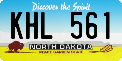 ND license plate KHL561