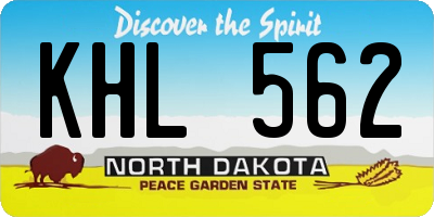 ND license plate KHL562
