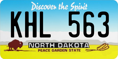 ND license plate KHL563