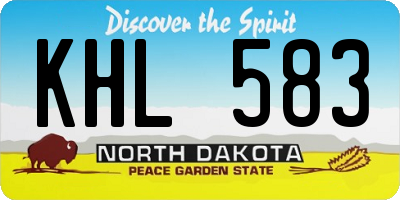 ND license plate KHL583