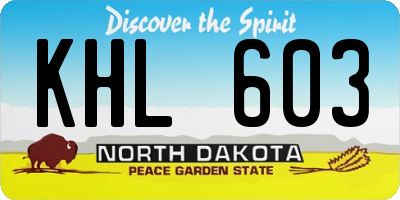 ND license plate KHL603