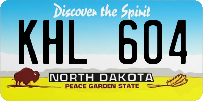 ND license plate KHL604