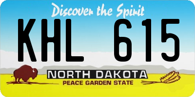 ND license plate KHL615