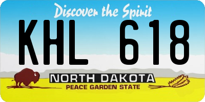 ND license plate KHL618