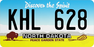 ND license plate KHL628
