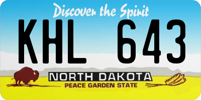 ND license plate KHL643