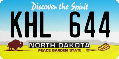 ND license plate KHL644