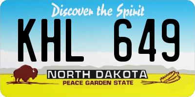 ND license plate KHL649