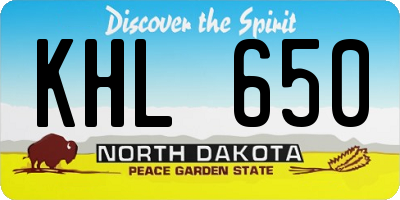 ND license plate KHL650