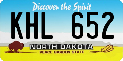ND license plate KHL652