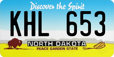 ND license plate KHL653