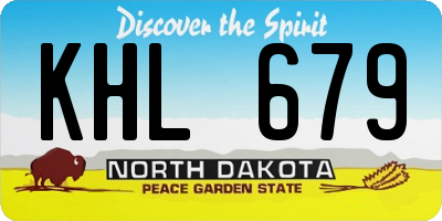 ND license plate KHL679