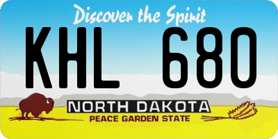 ND license plate KHL680