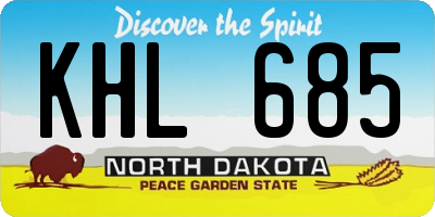 ND license plate KHL685