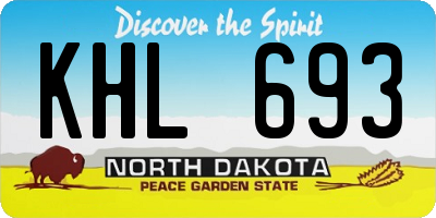 ND license plate KHL693