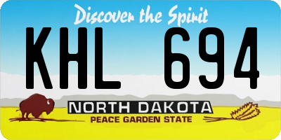 ND license plate KHL694