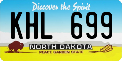 ND license plate KHL699