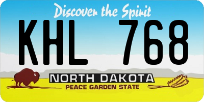 ND license plate KHL768