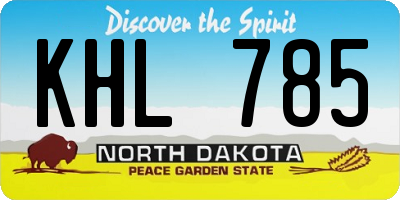 ND license plate KHL785