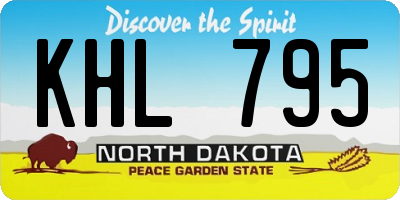 ND license plate KHL795