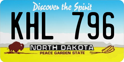 ND license plate KHL796