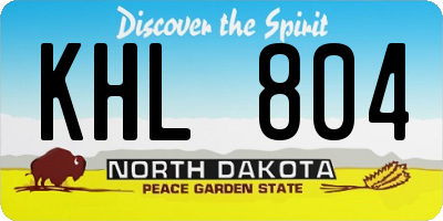 ND license plate KHL804