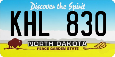 ND license plate KHL830