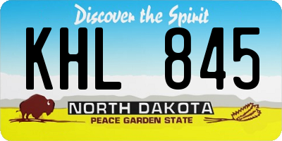 ND license plate KHL845