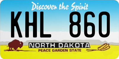 ND license plate KHL860