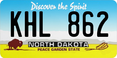 ND license plate KHL862