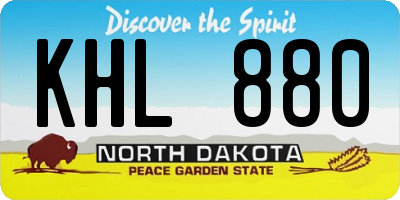 ND license plate KHL880