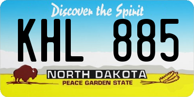 ND license plate KHL885