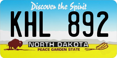 ND license plate KHL892