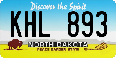 ND license plate KHL893