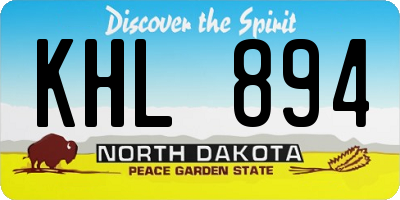ND license plate KHL894
