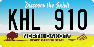 ND license plate KHL910