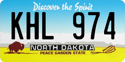ND license plate KHL974