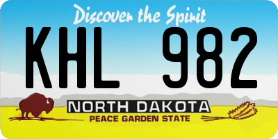 ND license plate KHL982