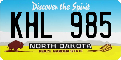 ND license plate KHL985