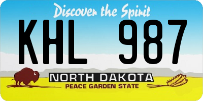 ND license plate KHL987