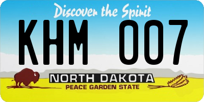 ND license plate KHM007