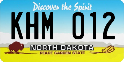 ND license plate KHM012