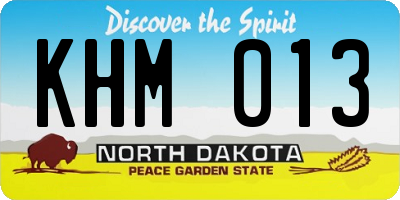 ND license plate KHM013