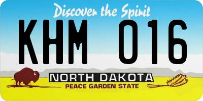 ND license plate KHM016