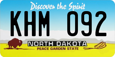 ND license plate KHM092
