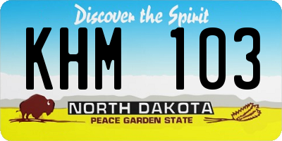 ND license plate KHM103