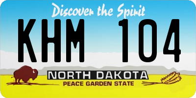 ND license plate KHM104
